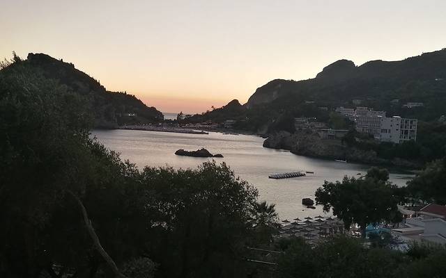 Rocky cove at sunset